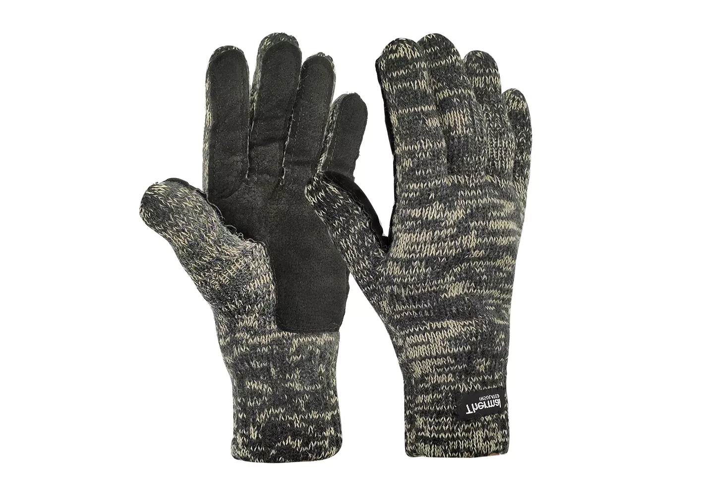 3M Thinsulate Lining 50% WoolAcrylic Double Knit Gloves with Leather on PlamIWG-032